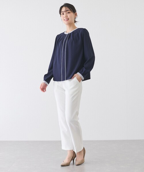 Jayro(ジャイロ)の「配色パイピングブラウス(シャツ/ブラウス・レディース・ホワイト系その他/ブルー/ネイビー・M)」の19枚目の写真