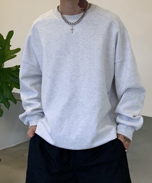 CERCA（チェルカ）の「【NOWLE】無地 シンプル クルーネック トレーナー/スウェット（スウェット・メンズ・チャコールグレー/アッシュグレー/ホワイト・MEDIUM/LARGE/X-LARGE）」の5枚目の写真