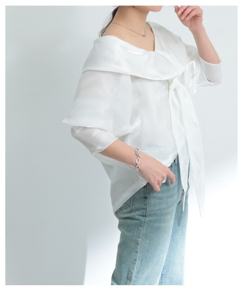 Sawa a la mode(サワアラモード)の「リボンタイ付きプルオーバーブラウス(シャツ/ブラウス・レディース・ホワイト・FREE)」の9枚目の写真