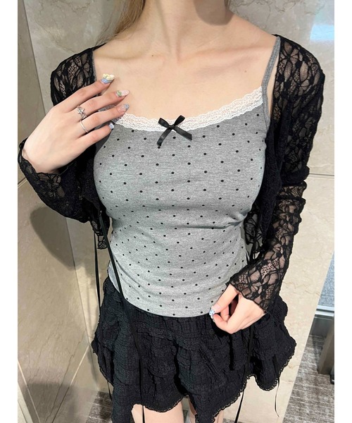 PHILLY（フィリー）の「【PHILLY】リボンポイントドットキャミソール（キャミソール・レディース・ホワイト/グレー/ブラック・FREE）」の13枚目の写真