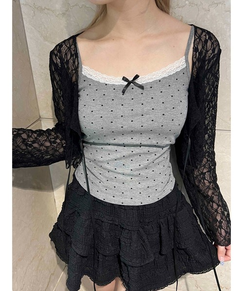 PHILLY（フィリー）の「【PHILLY】リボンポイントドットキャミソール（キャミソール・レディース・ホワイト/グレー/ブラック・FREE）」の14枚目の写真