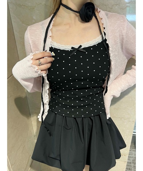 PHILLY（フィリー）の「【PHILLY】リボンポイントドットキャミソール（キャミソール・レディース・ホワイト/グレー/ブラック・FREE）」の8枚目の写真