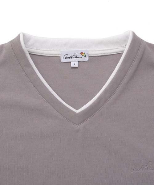 Arnold Palmer(アーノルドパーマー)の「リネンタッチ Vネック Tシャツ(Tシャツ/カットソー・メンズ・ホワイト/グレイッシュベージュ/ブラック・L/M/LL)」の10枚目の写真