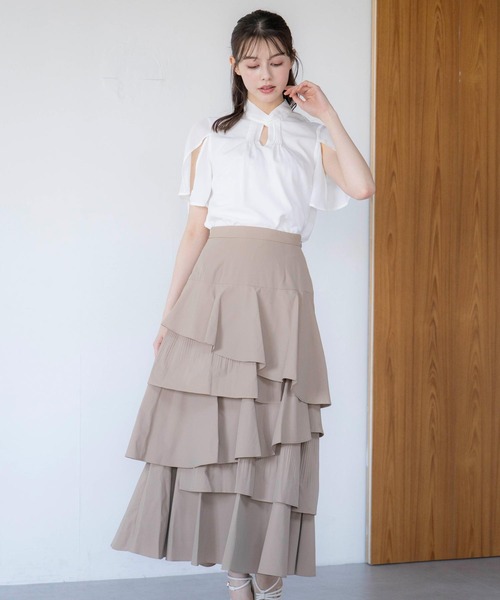 NOELA（ノエラ）の「ティアードフリルスカート（スカート・レディース・カーキ/オフホワイト/ベージュ・S/M）」の3枚目の写真