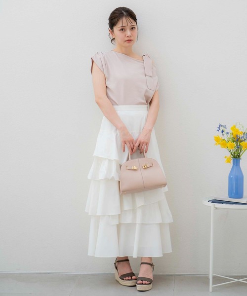 NOELA（ノエラ）の「ティアードフリルスカート（スカート・レディース・カーキ/オフホワイト/ベージュ・S/M）」の5枚目の写真