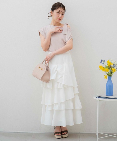 NOELA（ノエラ）の「ティアードフリルスカート（スカート・レディース・カーキ/オフホワイト/ベージュ・S/M）」の6枚目の写真
