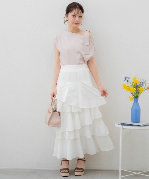 NOELA（ノエラ）の「ティアードフリルスカート（スカート・レディース・カーキ/オフホワイト/ベージュ・S/M）」の7枚目の写真