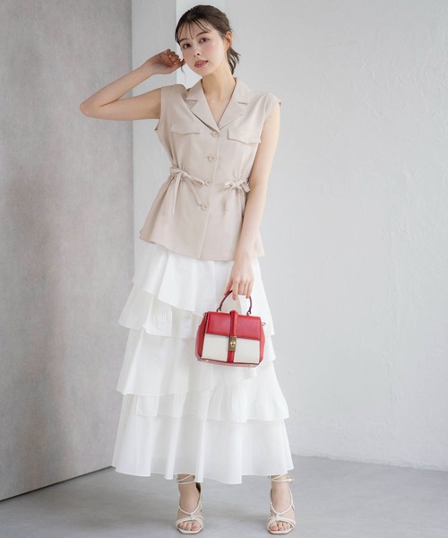 NOELA（ノエラ）の「ティアードフリルスカート（スカート・レディース・カーキ/オフホワイト/ベージュ・S/M）」の8枚目の写真