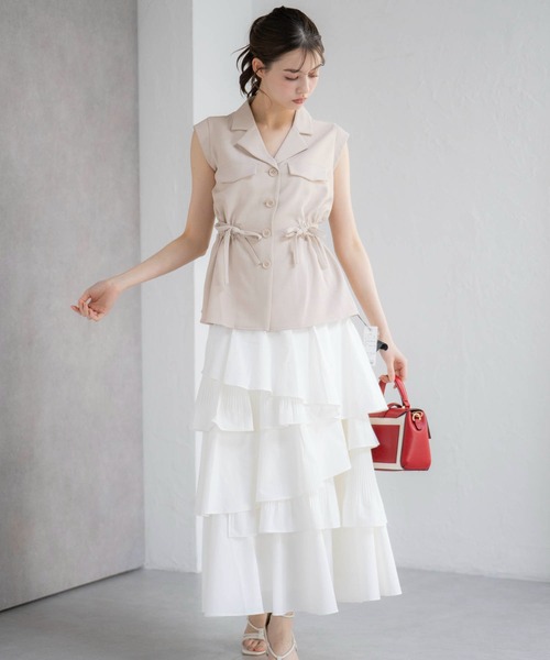 NOELA（ノエラ）の「ティアードフリルスカート（スカート・レディース・カーキ/オフホワイト/ベージュ・S/M）」の9枚目の写真