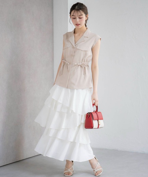 NOELA（ノエラ）の「ティアードフリルスカート（スカート・レディース・カーキ/オフホワイト/ベージュ・S/M）」の10枚目の写真