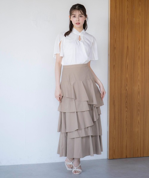 NOELA（ノエラ）の「ティアードフリルスカート（スカート・レディース・カーキ/オフホワイト/ベージュ・S/M）」の11枚目の写真
