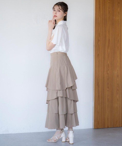 NOELA（ノエラ）の「ティアードフリルスカート（スカート・レディース・カーキ/オフホワイト/ベージュ・S/M）」の14枚目の写真