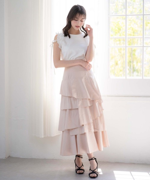 NOELA（ノエラ）の「ティアードフリルスカート（スカート・レディース・カーキ/オフホワイト/ベージュ・S/M）」の16枚目の写真