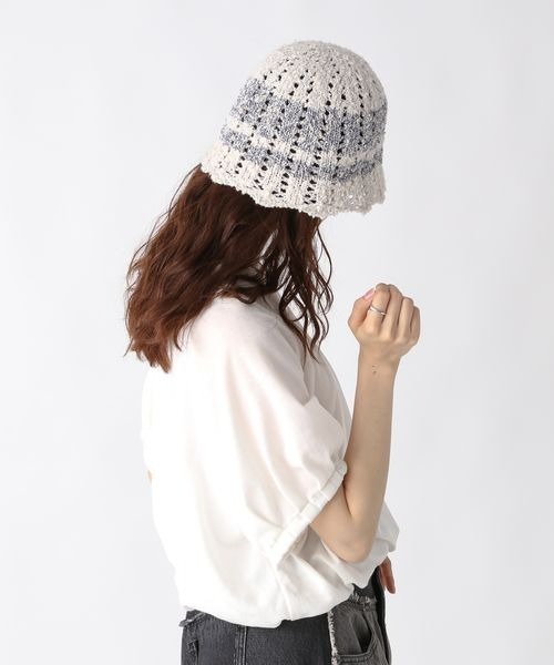 JEANASIS（ジーナシス）の「ガラアソートクロシェHAT/452725（ハット・レディース・グリーン系その他/ホワイト系その他/ブラック系その他・FREE）」の9枚目の写真