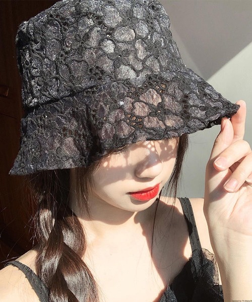 VIBGYOR（ヴィブジョー）の「pur chouchou/花柄 レース バケットハット P4269（ハット・レディース・ブラック/ホワイト・FREE）」の2枚目の写真