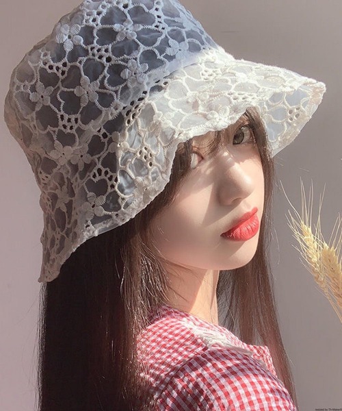 VIBGYOR（ヴィブジョー）の「pur chouchou/花柄 レース バケットハット P4269（ハット・レディース・ブラック/ホワイト・FREE）」の6枚目の写真