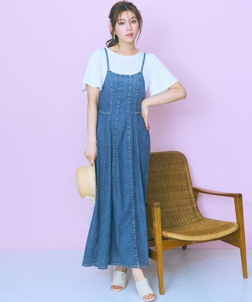 marun（マルン）の「＜大きいサイズ＞後編み上げデニムキャミワンピース marun（ワンピース・レディース・ブラック/ブルー・4L/3L/L/5L/LL）」の6枚目の写真