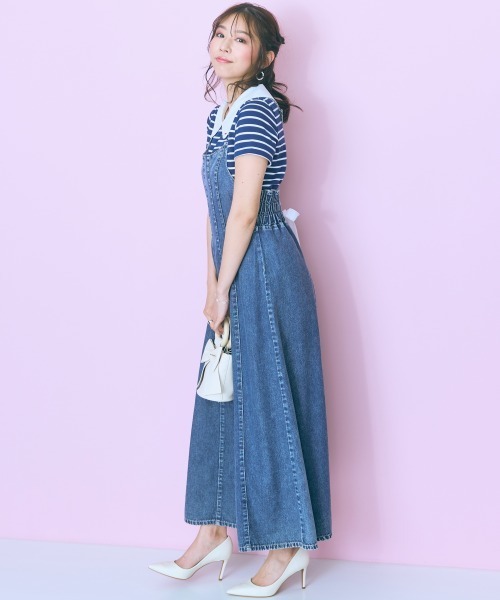 marun（マルン）の「＜大きいサイズ＞後編み上げデニムキャミワンピース marun（ワンピース・レディース・ブラック/ブルー・4L/3L/L/5L/LL）」の8枚目の写真