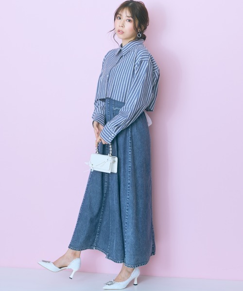 marun（マルン）の「＜大きいサイズ＞後編み上げデニムキャミワンピース marun（ワンピース・レディース・ブラック/ブルー・4L/3L/L/5L/LL）」の10枚目の写真