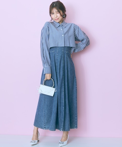 marun（マルン）の「＜大きいサイズ＞後編み上げデニムキャミワンピース marun（ワンピース・レディース・ブラック/ブルー・4L/3L/L/5L/LL）」の11枚目の写真