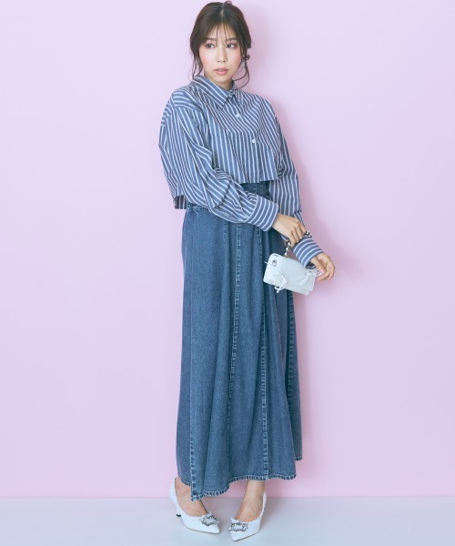 marun（マルン）の「＜大きいサイズ＞後編み上げデニムキャミワンピース marun（ワンピース・レディース・ブラック/ブルー・4L/3L/L/5L/LL）」の14枚目の写真