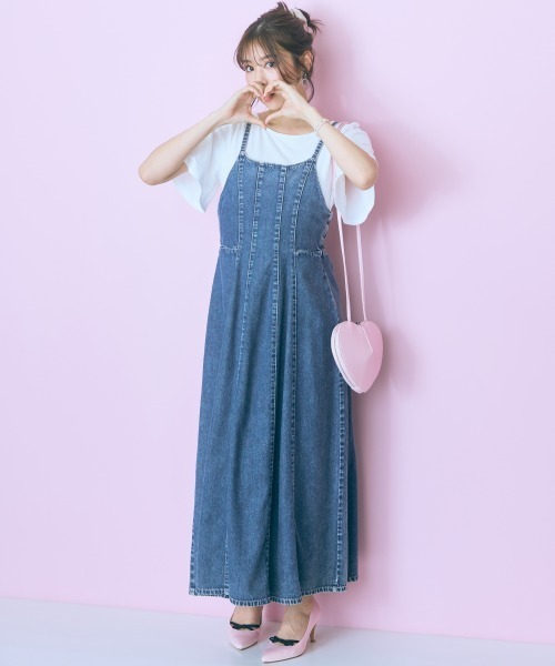 marun（マルン）の「＜大きいサイズ＞後編み上げデニムキャミワンピース marun（ワンピース・レディース・ブラック/ブルー・4L/3L/L/5L/LL）」の15枚目の写真