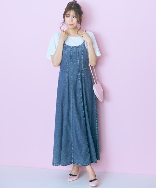 marun（マルン）の「＜大きいサイズ＞後編み上げデニムキャミワンピース marun（ワンピース・レディース・ブラック/ブルー・4L/3L/L/5L/LL）」の17枚目の写真