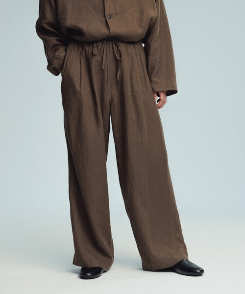 ADAM ET ROPE'（アダムエロペ）の「ワイド イージー リネンパンツ / セットアップ可能（その他パンツ・メンズ・ブラック/カーキ/ネイビー・M/L）」の3枚目の写真