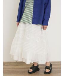Samansa Mos2 | オーガンジー刺繍スカート(スカート)