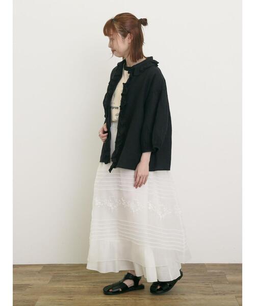 Samansa Mos2(サマンサ モスモス)の「オーガンジー刺繍スカート(スカート・レディース・ブラック/オフホワイト/キナリ・F)」の22枚目の写真
