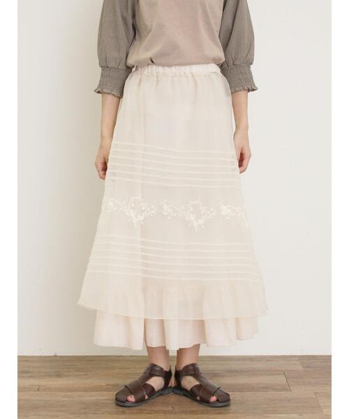 Samansa Mos2(サマンサ モスモス)の「オーガンジー刺繍スカート(スカート・レディース・ブラック/オフホワイト/キナリ・F)」の20枚目の写真