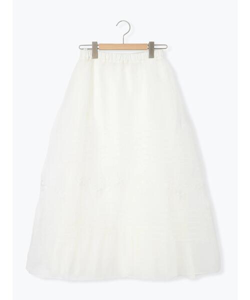 Samansa Mos2(サマンサ モスモス)の「オーガンジー刺繍スカート(スカート・レディース・ブラック/オフホワイト/キナリ・F)」の13枚目の写真