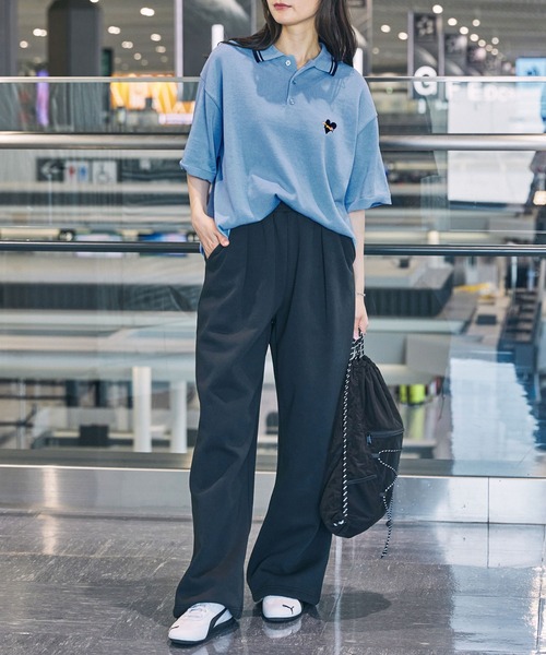 PENNEYS（ぺニーズ）の「PENNEYS/ペニーズ 別注 THE FOX ロゴ ハート刺繍 ラインデザイン 鹿の子半袖ポロシャツ（ポロシャツ・レディース・サックスブルー/アイボリー/ブラック/ライトピンク/ネイビー・M/L）」の11枚目の写真