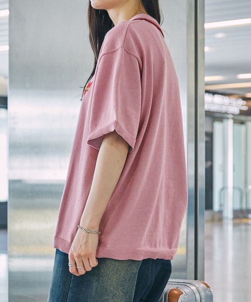 PENNEYS（ぺニーズ）の「PENNEYS/ペニーズ 別注 THE FOX ロゴ ハート刺繍 ラインデザイン 鹿の子半袖ポロシャツ（ポロシャツ・レディース・サックスブルー/アイボリー/ブラック/ライトピンク/ネイビー・M/L）」の22枚目の写真