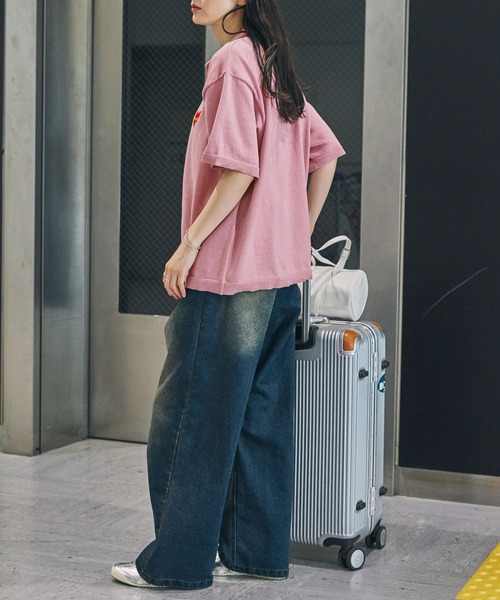 PENNEYS（ぺニーズ）の「PENNEYS/ペニーズ 別注 THE FOX ロゴ ハート刺繍 ラインデザイン 鹿の子半袖ポロシャツ（ポロシャツ・レディース・サックスブルー/アイボリー/ブラック/ライトピンク/ネイビー・M/L）」の14枚目の写真