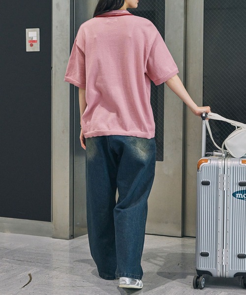 PENNEYS（ぺニーズ）の「PENNEYS/ペニーズ 別注 THE FOX ロゴ ハート刺繍 ラインデザイン 鹿の子半袖ポロシャツ（ポロシャツ・レディース・サックスブルー/アイボリー/ブラック/ライトピンク/ネイビー・M/L）」の15枚目の写真