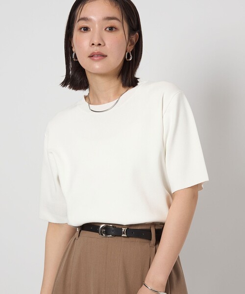 green label relaxing（グリーンレーベルリラクシング）の「【WEB限定】＜at ease＞ サマー ニット TEE -ウォッシャブル・接触冷感・UVカット-（ニット/セーター・レディース・コバルトブルー/ブラック/オフホワイト・FREE）」の9枚目の写真