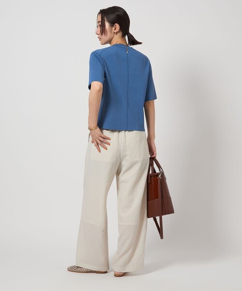 green label relaxing（グリーンレーベルリラクシング）の「【WEB限定】＜at ease＞ サマー ニット TEE -ウォッシャブル・接触冷感・UVカット-（ニット/セーター・レディース・コバルトブルー/ブラック/オフホワイト・FREE）」の15枚目の写真