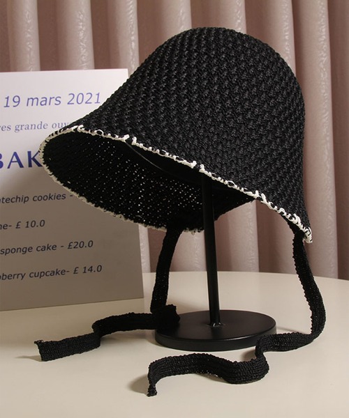 Revo.（レボ）の「【リボン付き】スカラップ サーモ チューリップハット（ハット・レディース・ブラック/ホワイト/ブラウン/アイボリー・FREE）」の3枚目の写真