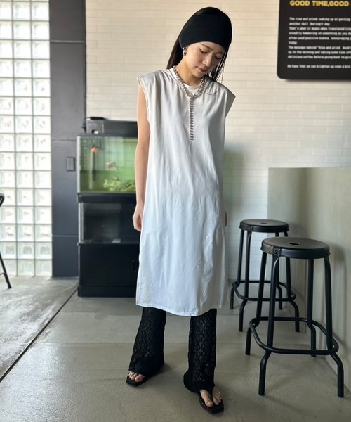ホワイト ノースリーブ ワンピース スリット入り ALC0222D0003_l_a001.jpg