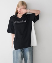【forksy.】スキッパー半袖ロゴ チュニックTシャツ