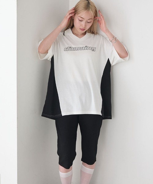 forksy.（フォルクシー）の「【forksy.】スキッパー半袖ロゴ チュニックTシャツ（Tシャツ/カットソー・レディース・オートミール/オフホワイト/ブラック・FREE）」の13枚目の写真