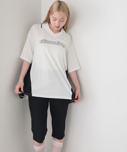 forksy.（フォルクシー）の「【forksy.】スキッパー半袖ロゴ チュニックTシャツ（Tシャツ/カットソー・レディース・オートミール/オフホワイト/ブラック・FREE）」の14枚目の写真