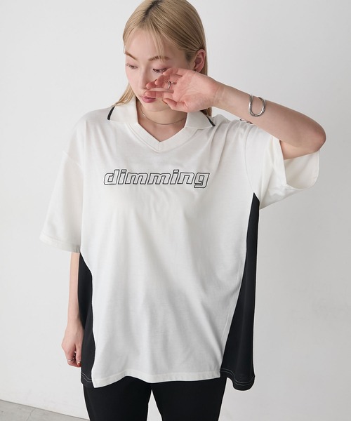 forksy.（フォルクシー）の「【forksy.】スキッパー半袖ロゴ チュニックTシャツ（Tシャツ/カットソー・レディース・オートミール/オフホワイト/ブラック・FREE）」の15枚目の写真