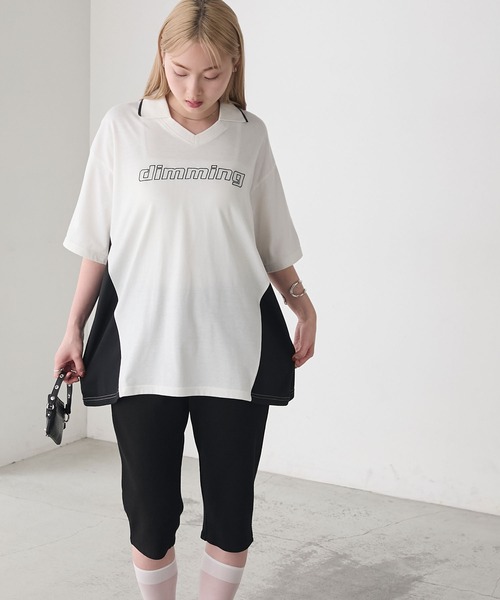 forksy.（フォルクシー）の「【forksy.】スキッパー半袖ロゴ チュニックTシャツ（Tシャツ/カットソー・レディース・オートミール/オフホワイト/ブラック・FREE）」の16枚目の写真