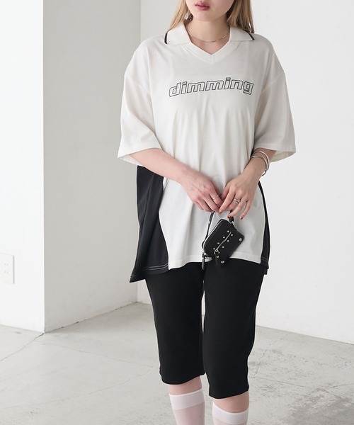 forksy.（フォルクシー）の「【forksy.】スキッパー半袖ロゴ チュニックTシャツ（Tシャツ/カットソー・レディース・オートミール/オフホワイト/ブラック・FREE）」の17枚目の写真