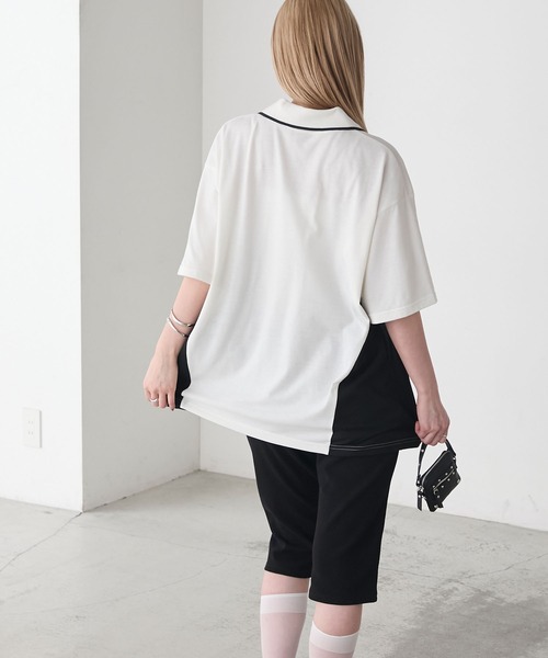 forksy.（フォルクシー）の「【forksy.】スキッパー半袖ロゴ チュニックTシャツ（Tシャツ/カットソー・レディース・オートミール/オフホワイト/ブラック・FREE）」の19枚目の写真
