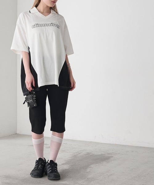 forksy.（フォルクシー）の「【forksy.】スキッパー半袖ロゴ チュニックTシャツ（Tシャツ/カットソー・レディース・オートミール/オフホワイト/ブラック・FREE）」の20枚目の写真