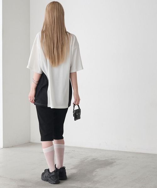forksy.（フォルクシー）の「【forksy.】スキッパー半袖ロゴ チュニックTシャツ（Tシャツ/カットソー・レディース・オートミール/オフホワイト/ブラック・FREE）」の22枚目の写真
