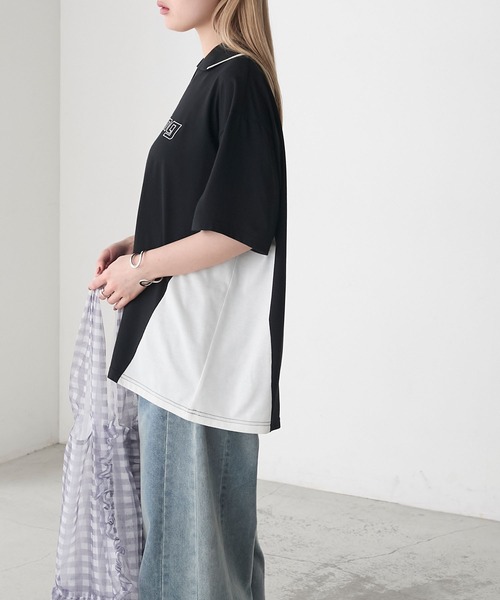 forksy.（フォルクシー）の「【forksy.】スキッパー半袖ロゴ チュニックTシャツ（Tシャツ/カットソー・レディース・オートミール/オフホワイト/ブラック・FREE）」の7枚目の写真
